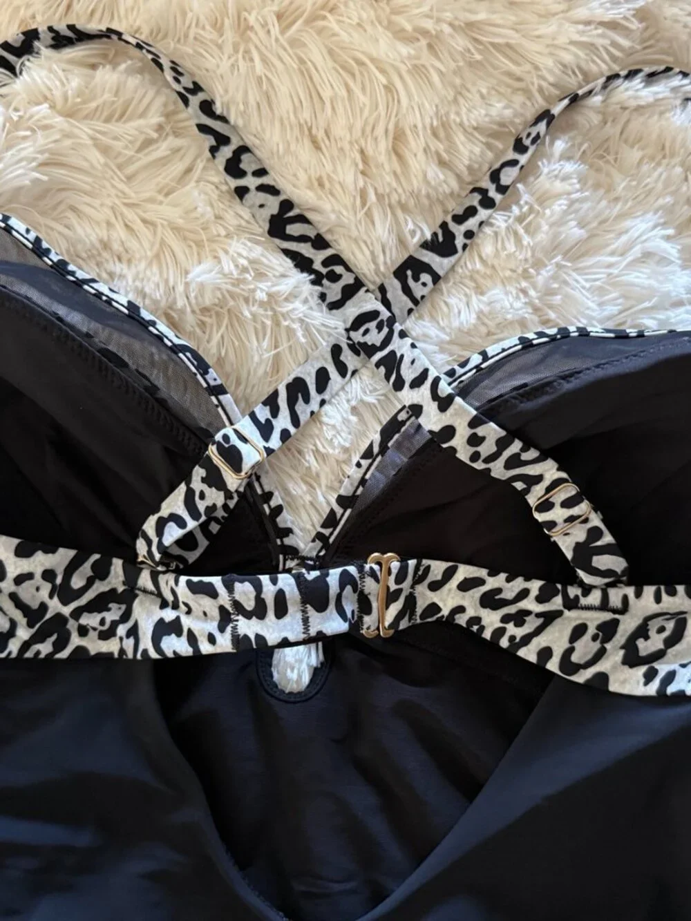 Popilush XL Black Animal Print Ruched One Piece Swimsuit NWOT